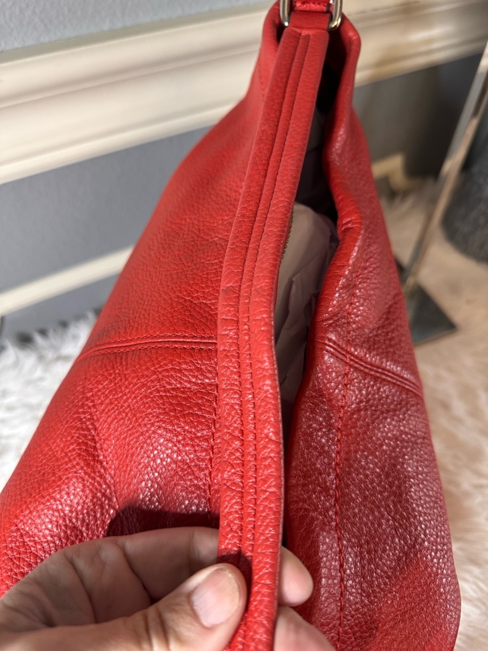 Coach Red Leather Shoulder Hobo with crossbody option F23293 - Picture 5 of 13
